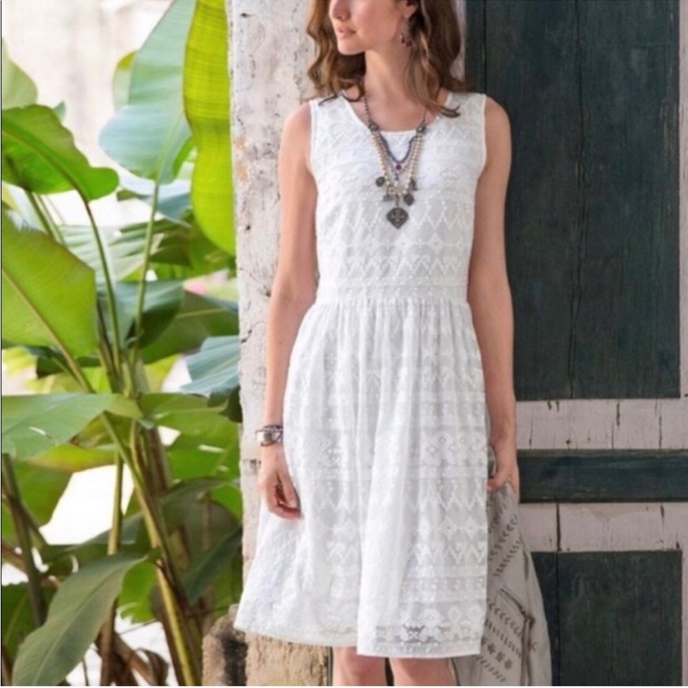Sundance In A Heartbeat Dress Size 6 White Lace Mesh Southwest Sleeveless